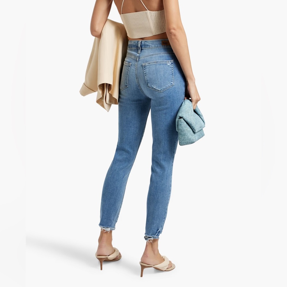 PAIGE Hoxton Crop High Rise Skinny Jeans | Size 26 | Light Wash | Broken Zipper